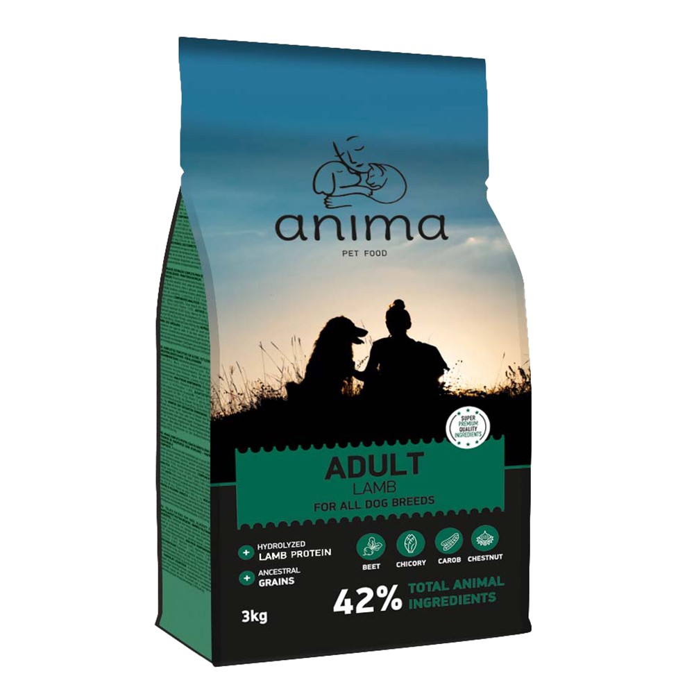 ANIMA ADULT LAMB AND RICE Για ενήλικους σκύλους όλων των φυλών με αρνί και ρύζι 3kg